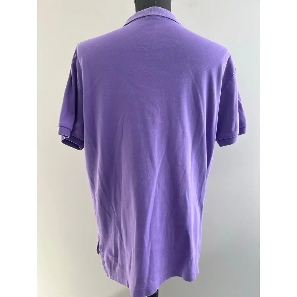 Polo Ralph Lauren 100% Soft Cotton Collared Shirt Purple Orange Size Medium SG